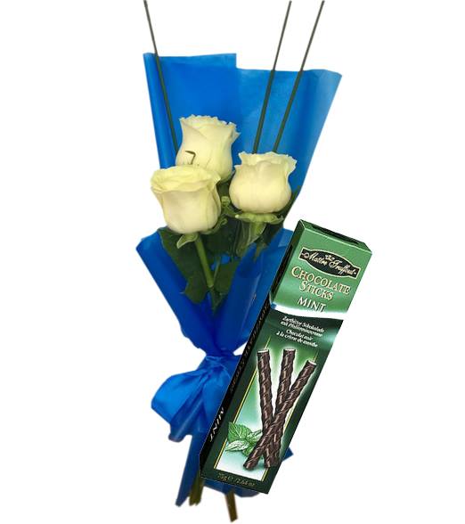 Ramito de 03 Rosas m�s Palitos de Chocolate